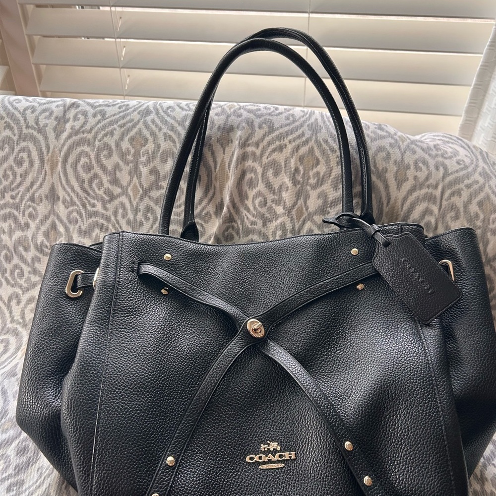 Coach Black Pebbled Leather Tote - Picture 8 of 16